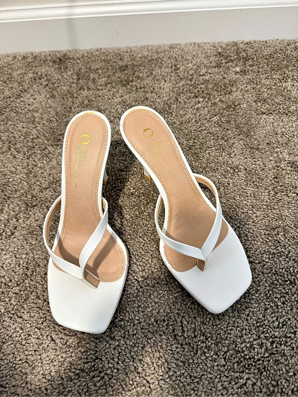 Olivia Jaymes White Square Toe Heels
